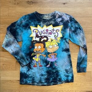 Nickelodeon Rugrats Tie-Dye Long Sleeve Shirt - Blue and Black